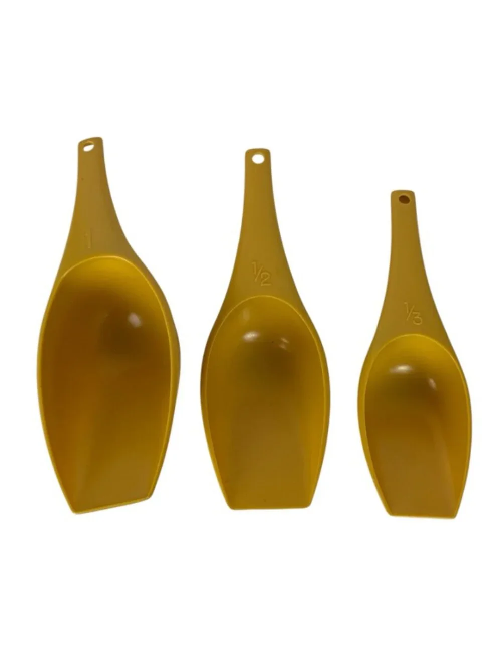 Vintage Foley Measuring Scoops Set Of 3 Harvest Gold 1/3-1 Cup Kitchen Utensils